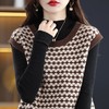 棋盘格圆领叠穿套头马甲背心女新款休闲格子宽松针织坎肩毛衣女 商品缩略图0