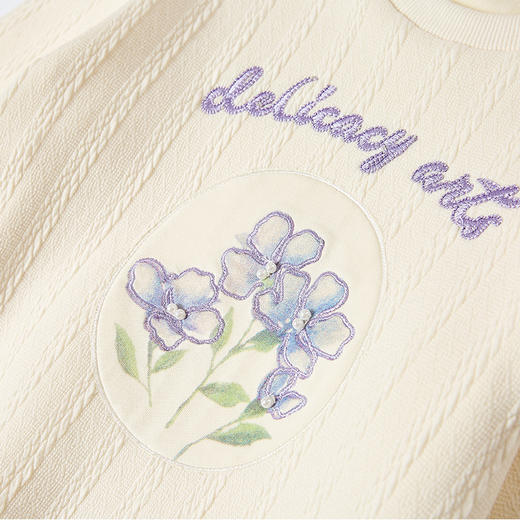 笛莎Deesha童装女童卫衣2023冬季新款水彩晕染风圆领卫衣 商品图3