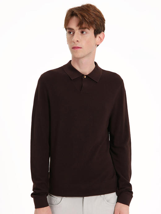 callisto深砖棕羊毛混纺长袖毛衣 FSKNW045C BR 商品图1