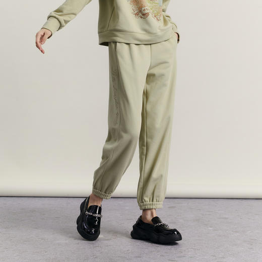 谜底束脚休闲裤女2023冬季新款时尚百搭亲肤绣花萝卜裤234MK1571 商品图1