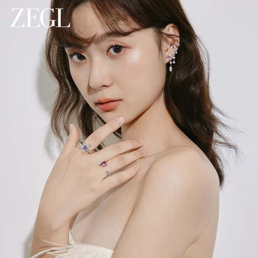 ZEGL设计师紫罗繁星系列紫色锆石戒指女冷淡风高级指环开口食指戒 商品图7