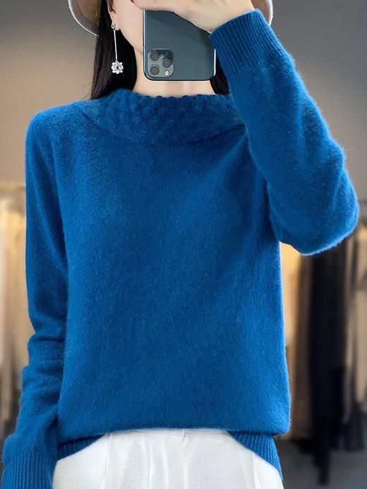 2023年秋冬新款韩版女士圆领长袖安迪绒针织衫女士套头纯色针织衫 商品图2