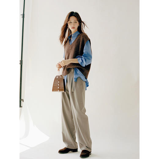 Even Vintage | 羊毛混纺clean fit 通勤西装休闲裤直筒高腰长裤 商品图3