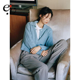 Even Vintage | 韩国花式纱羊毛混纺 大翻领云朵毛衣针织开衫外套