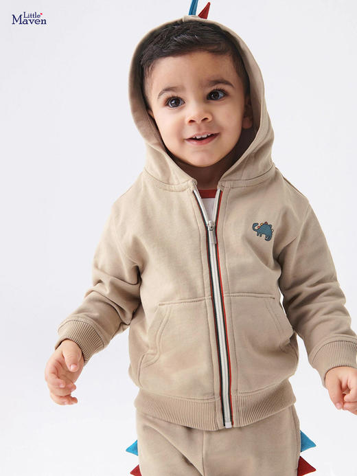 【设计精致，确保舒适透气！】男童卫衣套装秋季长袖连帽套头儿童套装纯棉两件套连帽设计为儿童提供额外的保暖和风格感 商品图0
