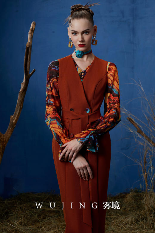 3203019 流光暖阳 进口立体十字花呢马甲外套 雾境 商品图3