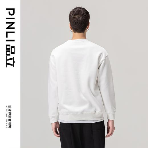 PINLI品立秋装新款男士贴布绣圆领套头休闲卫衣潮BG223309033 商品图1