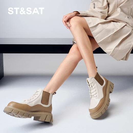 星期六时尚拼色厚底短靴SS34116584 商品图5
