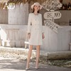 AD白色花式编织连衣裙秋装2023新款职业通勤西装裙圆领长袖A字裙 商品缩略图1