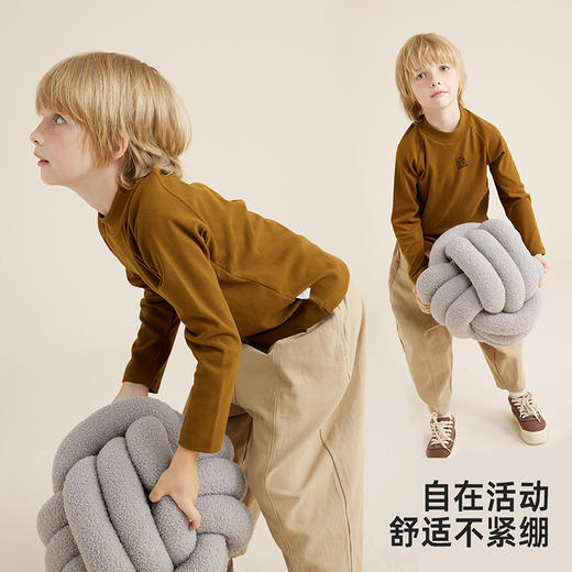 【秋上新】【270g高克重蜂巢暖绒 亲肤保暖】儿童基础百搭印花打底T恤PDT2302 商品图3