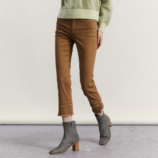谜底烟管裤女2023冬季新款时髦百搭修身高腰休闲九分裤234MK1496 商品图1