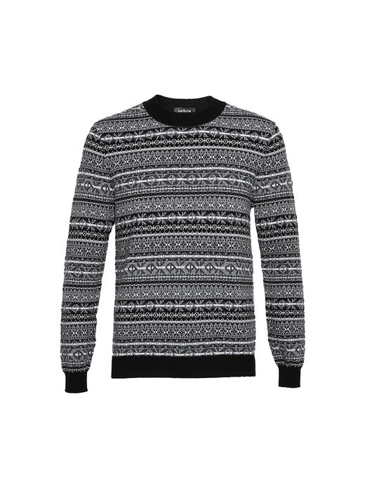 callisto熔岩灰提花全羊毛长袖毛衣 FSKNW003C GY 商品图3