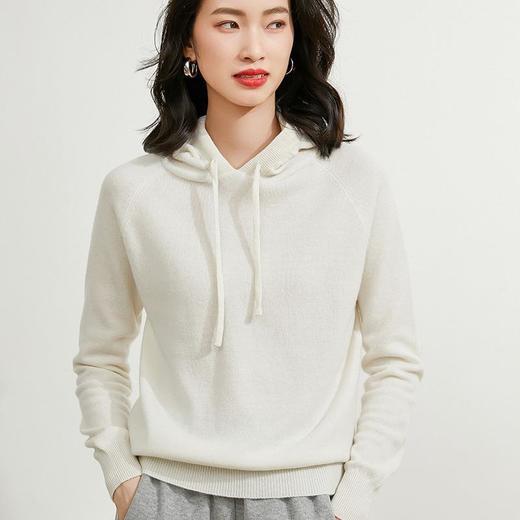 2023秋季新款连帽毛衣女士长袖系带上衣宽松针织衫打底帽衫 商品图1