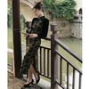 BJS-8603复古气质民国风丝绒旗袍 秋季新款改良日常新式显瘦旗袍裙8603 商品缩略图3
