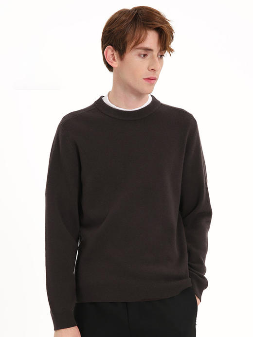 callisto松果褐绵羊毛混纺休闲长袖毛衣 FSKNW042C BR 商品图1