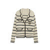 谜底针织开衫女2023冬新款复古文艺学院风条纹针织外套234MZ1881 商品缩略图4