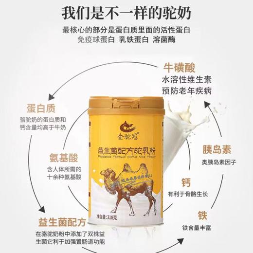 多送一罐❗带礼袋  沙漠白金 奶中珍品【益生菌配方驼乳粉 金驼冠】拍5送1到手6罐❗无蔗糖补钙补蛋白质 学生成人 中老年奶粉富有营养 商品图3