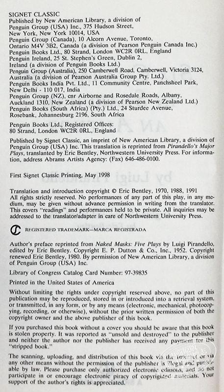 【中商原版】六个寻找剧作家的角色 Six Characters in Search of an Author 英文原版 Luigi Pirandello 戏剧作品 商品图3
