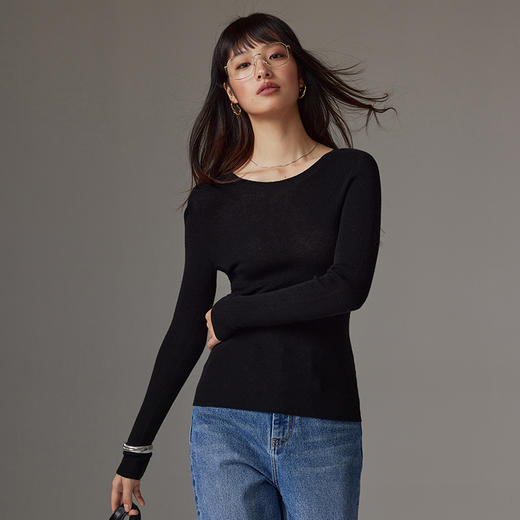 IN AND ON可机洗绵羊毛无缝一体打底衫女2023秋季半高领羊毛衫三种领型 商品图8