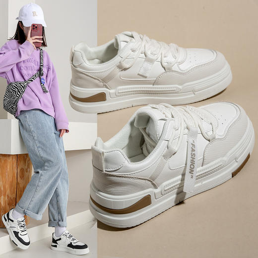 「两款配色」小白鞋学生韩版2023春季新款厚底松糕板鞋女休闲鞋女 商品图0