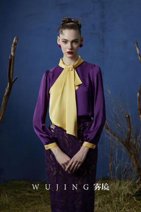 3203038 暮染拂紫 进口韩国缎上衣 雾境