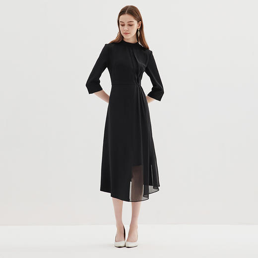 EITIE爱特爱秋季新款优雅通勤百搭收腰七分袖连衣裙C2307256 商品图1