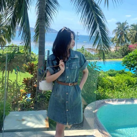 金蘑菇菇 怀旧少女的一天/100纯棉环保酵素水洗牛仔裙 商品图2