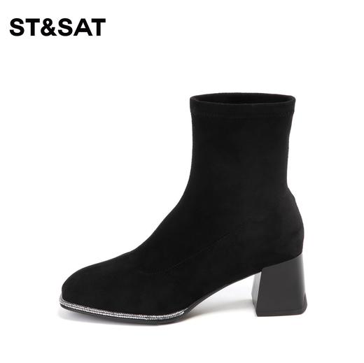 星期六简约粗高跟时装靴弹力靴SS34116578 商品图4