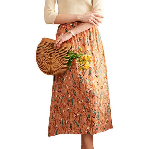 欧芮儿印花半身裙中长款女高腰2022新款夏季显瘦度假沙滩A字裙ins 商品图3