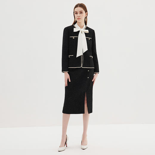 EITIE爱特爱秋季新款时尚通勤百搭洋气显瘦包臀开叉半身裙女C2306214 商品图1