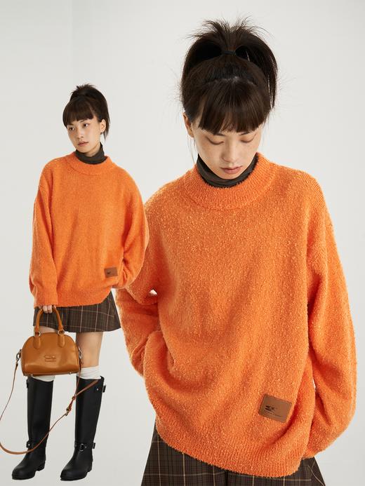 CryingCenter 落日橘海盐蓝圈圈毛圆领宽松基础款毛衣 哭喊中心 商品图2