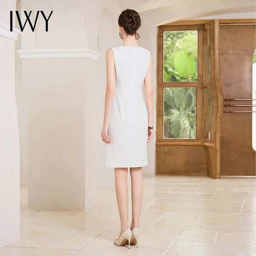 IWY/时尚优雅白色无袖连衣裙女洋气内搭西装裙通勤背心裙修身裙装 Q997 商品图4