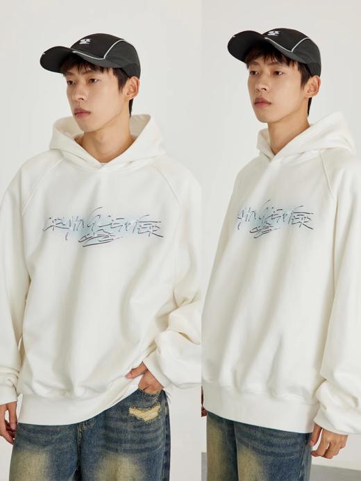 CryingCenter 液态金属手写字连帽休闲加绒卫衣 哭喊中心 商品图2