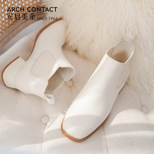 ARCHCONTACT安启美奈百搭方头粗跟切尔西小短靴52868-1 商品图1