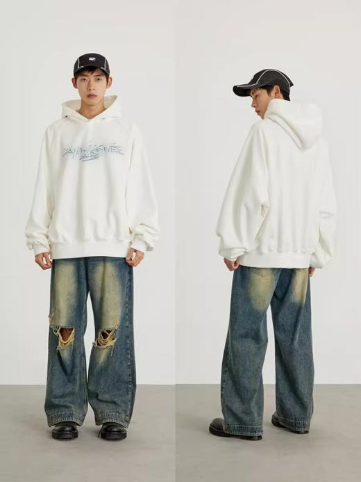 CryingCenter 液态金属手写字连帽休闲加绒卫衣 哭喊中心 商品图1