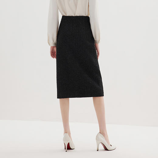 EITIE爱特爱秋季新款时尚通勤百搭洋气显瘦包臀开叉半身裙女C2306214 商品图5