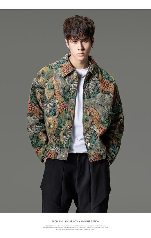 PINLI品立春季新品新中式提花夹克国潮休闲潮牌宽松版男外套B233104103 商品图1