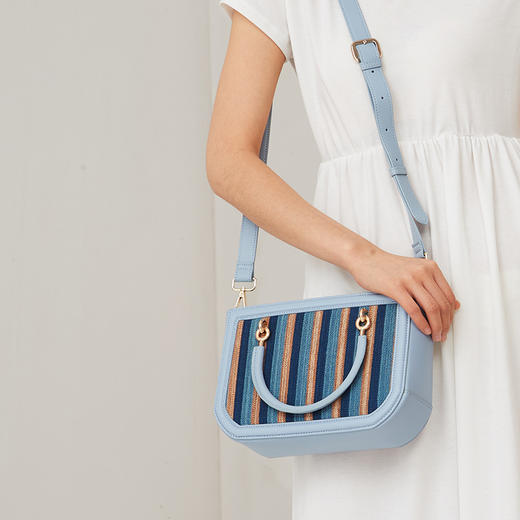 饮水鸟  爵士归园侗族手织布牛皮包 商品图2