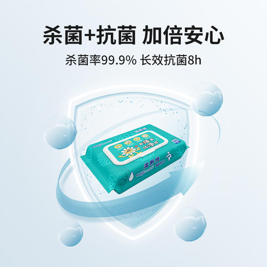 wipewipe卫朴湿厕纸 前瞻性杀菌技术 有效杀菌+抗菌 杀菌率99.9% 植物臻萃 扔入马桶可冲散 防止堵塞 商品图3