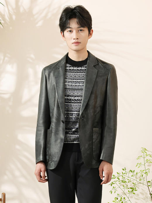 callisto灰色羊皮革皮西服 FRFLT012Y 商品图0