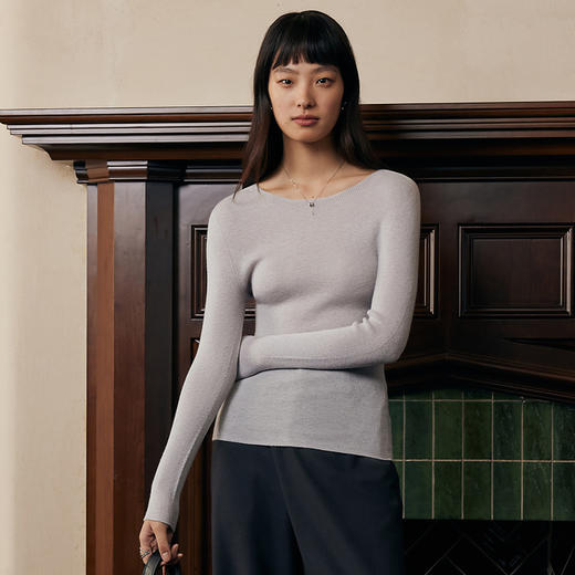 IN AND ON可机洗绵羊毛无缝一体打底衫女2023秋季半高领羊毛衫三种领型 商品图6