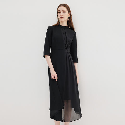 EITIE爱特爱秋季新款优雅通勤百搭收腰七分袖连衣裙C2307256 商品图2