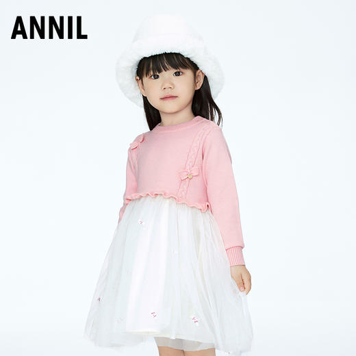 【实体店同款】女童针织连衣裙2023年冬季新款安奈儿童装XG343799 商品图1