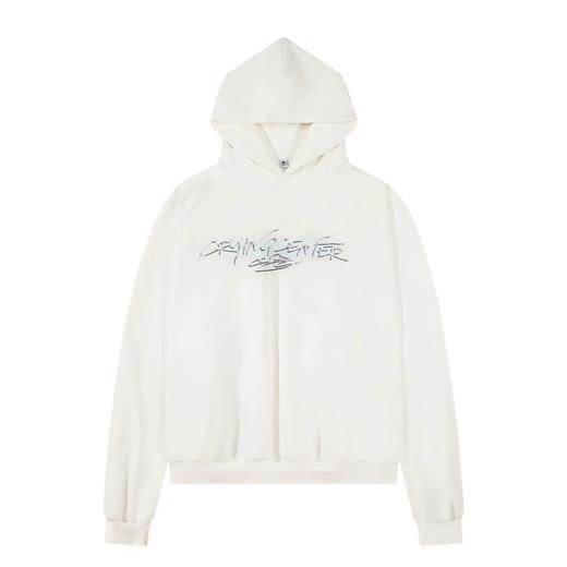 CryingCenter 液态金属手写字连帽休闲加绒卫衣 哭喊中心 商品图3