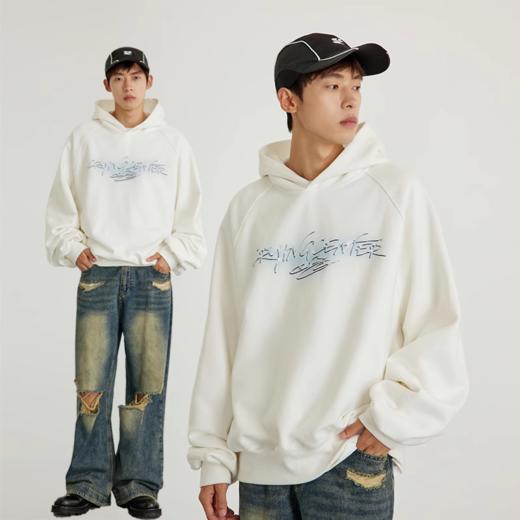 CryingCenter 液态金属手写字连帽休闲加绒卫衣 哭喊中心 商品图0