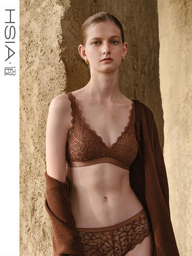 HSIA遐中小胸文胸美拉德静奢风不空杯防凸点固定杯无钢圈内衣女