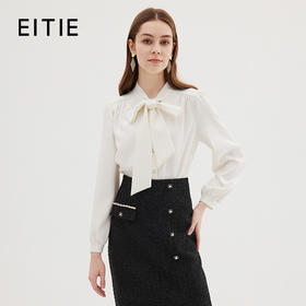 EITIE爱特爱秋季新款温柔百搭显瘦飘带上衣衬衫C2309202