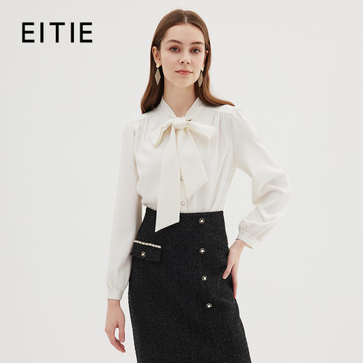 EITIE爱特爱秋季新款温柔百搭显瘦飘带上衣衬衫C2309202 商品图0