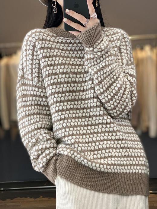 新款2023秋季韩系风日韩休闲纯羊毛套头圆领常规毛衣女式羊毛衫 商品图3