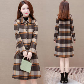 QYM LY9943-Y两面穿毛呢时尚条纹格纹休闲外套